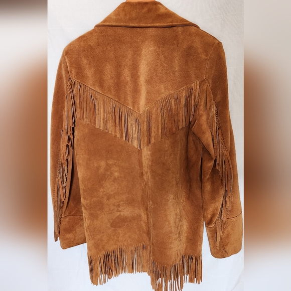 Brown Soft Suede Leather Fringe Jacket - Picture 9 of 16